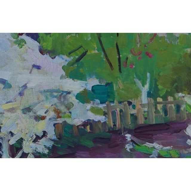 Vintage Spring Oil Painting: Ukrainian Rural Landscape, Impressionism 40-60 For Sale - Image 4 of 6