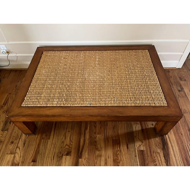 Wood Attributed Ralph Lauren Wood Seagrass Coffee Table For Sale - Image 7 of 13