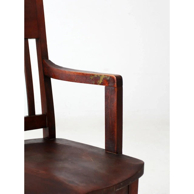 Antique Wooden Library Chair For Sale - Image 6 of 12