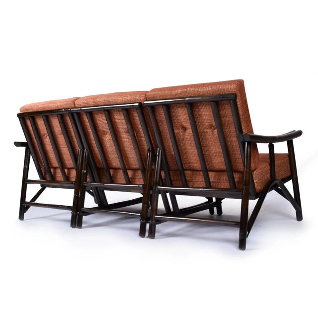 1950s John Wisner for Ficks Reed Far Horizons Rattan Modular Sofa With End Table Set For Sale - Image 5 of 12