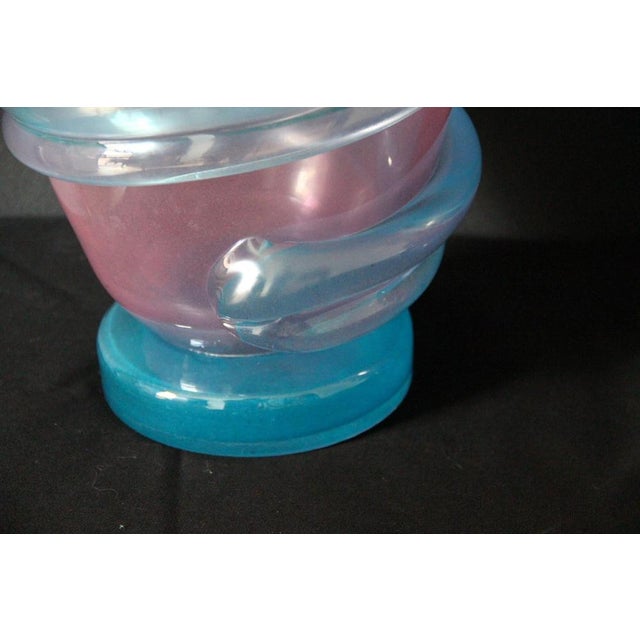 Large Pink and Iridescent Turquoise Murano Glass Vases by Gino Cenedese, 1980s, Set of 2 For Sale - Image 7 of 18