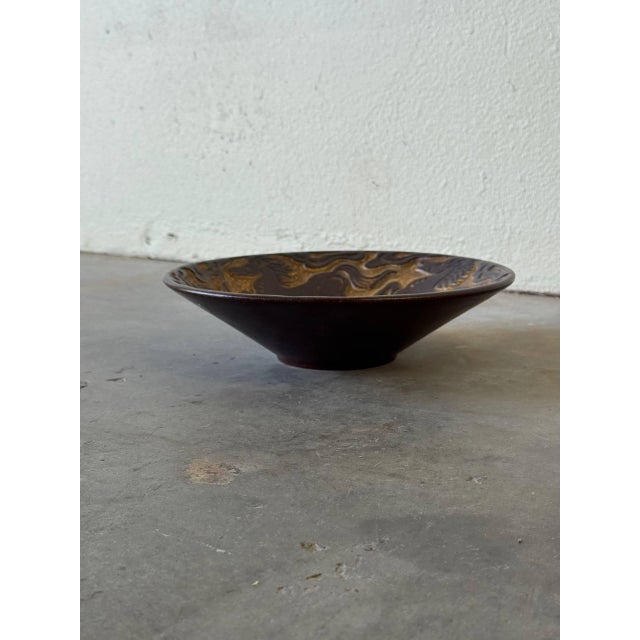 Brown Vintage 1950s Michael Andersen & Sons Bornholm Ceramic Bowl – Mid-Century Danish Art Pottery For Sale - Image 8 of 8