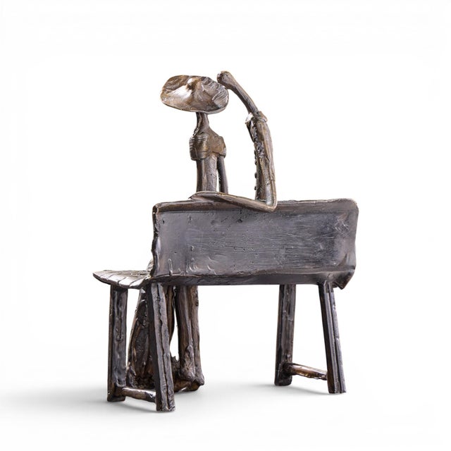 Late 20th Century Ruth Bloch Signed Couple on Bench Bronze Israeli Sculpture For Sale - Image 5 of 10
