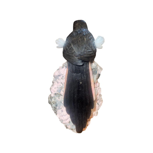 Idar-Oberstein Gemstone Oriole on Quartz Base Sculpture. Germany, 20th Century. For Sale - Image 9 of 9