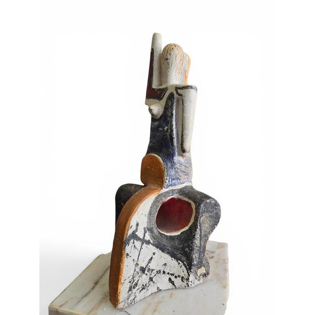 Abstract Female Figure in Painted Ceramic by Alfredo Lanz, Italy, 1970s For Sale - Image 4 of 11