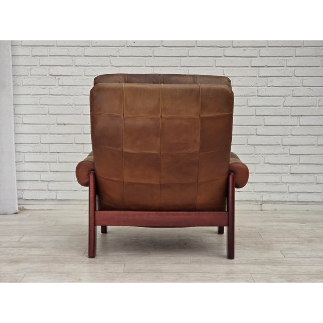 Set of Swedish Lounge Chair and Ottoman in Leather, 1970s For Sale - Image 9 of 18