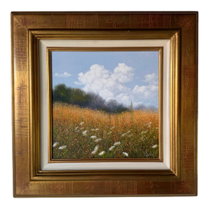 2003 Patrice Marchal “Marguerites” French Wildflower Landscape Oil on Canvas Painting, Framed