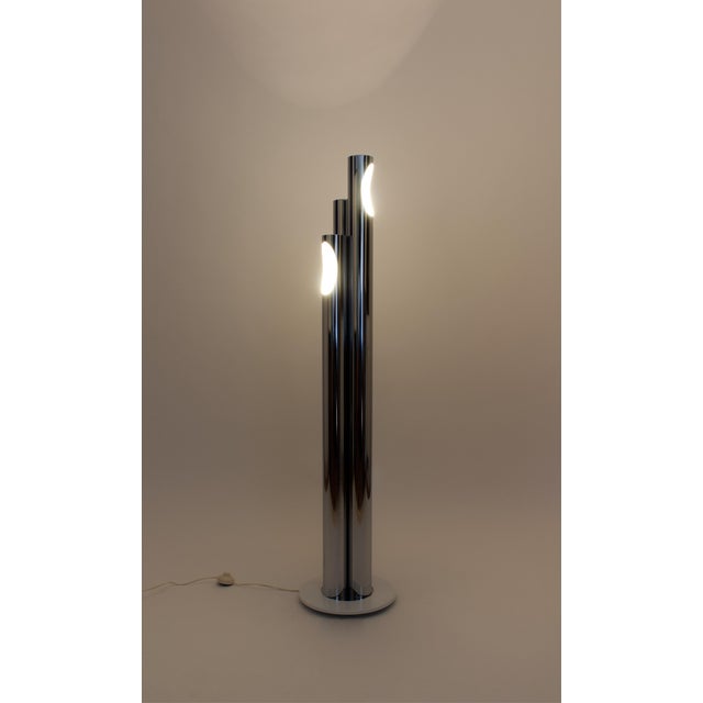 Space Age Chrome 3-Light Floor Lamp from Estiluz, Spain, 1970s, in Good conditions. Designed 1970 to 1979 This piece has...