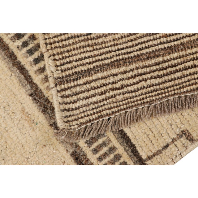 Textile Rug & Kilim’s Modern Classics Rug in Beige With Brown Geometric Patterns For Sale - Image 7 of 7