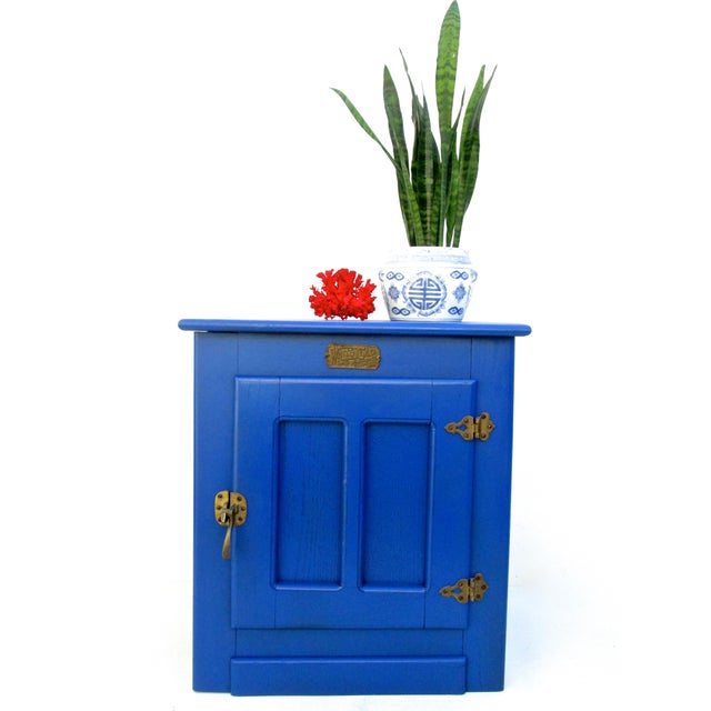 Cobalt Blue Vintage White Clad Side Table Chairish