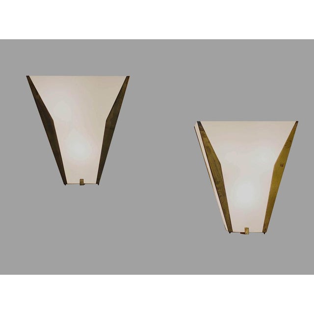 Gold Wall Lamps by Gino Avena for Arredoluce, 1960s For Sale - Image 8 of 13