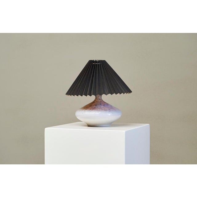 Mid-Century Modern Studio Pottery Table Lamp with Plissé Shade, 1950s For Sale - Image 6 of 11