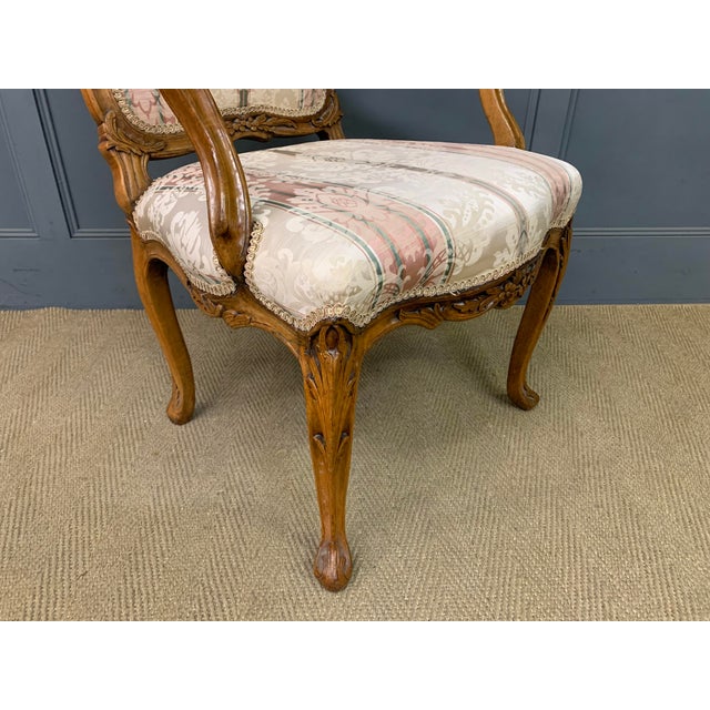 French Carved Walnut Armchairs, 1910, Set of 2 For Sale - Image 15 of 16