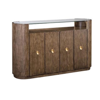 Transitional Drexel Heritage Ray Bar Wood Credenza For Sale