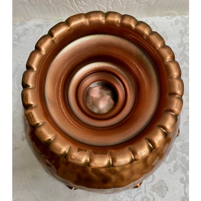 Metal Mid Century Hand Hammered Copper Gregorian Style Numbered Compote Fruit Bowl For Sale - Image 7 of 9
