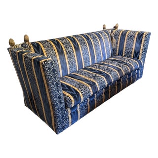 Custom Blue Velvet Knole Sofa For Sale