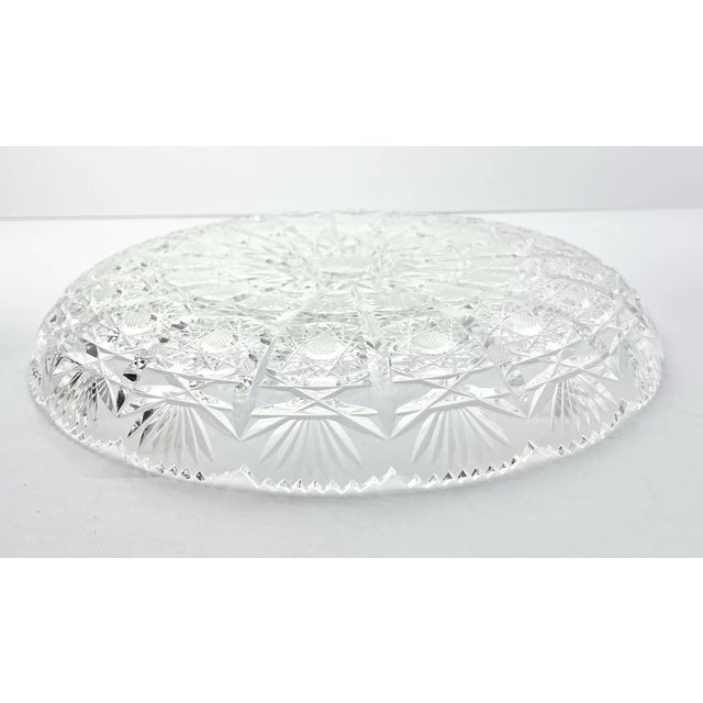 1960s 1960s Vintage American Brilliant Period Abp Cut Crystal Glass Tray Platter For Sale - Image 5 of 6