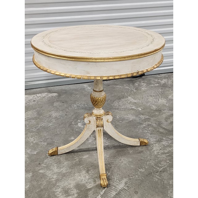 Decorative Florentine Style Handpainted Drum Side Table For Sale In New York - Image 6 of 18