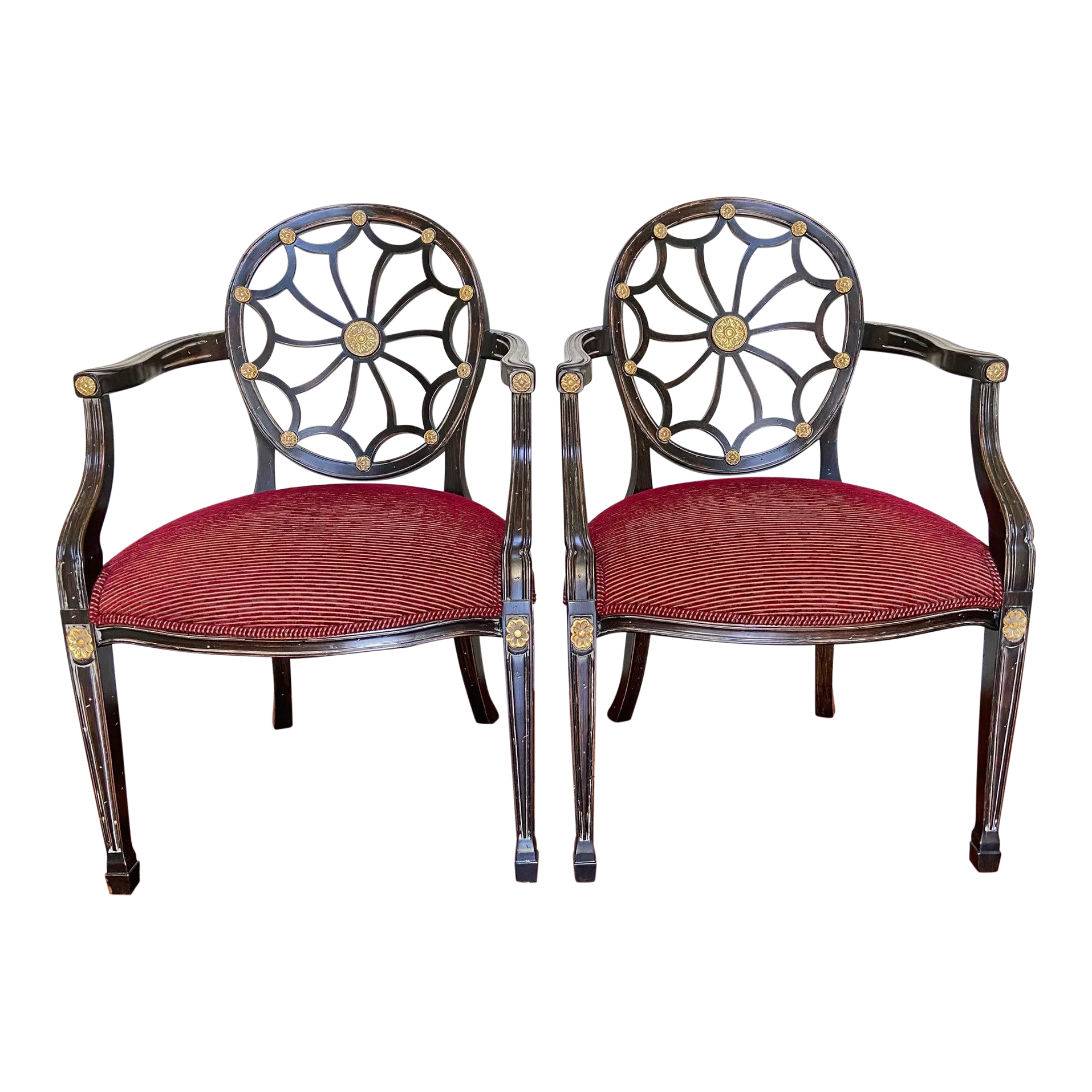 Late 20th Century Vintage Spider-Back Arm Chairs - A Pair