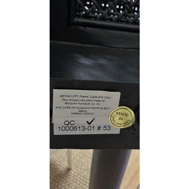 McGuire - Baker Furniture Black Cane Dining Chairs, Set of Six, Milling Road For Sale In Charlotte - Image 6 of 9