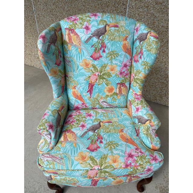 Upholstered Vintage Wingback Chair, Mid 20th Century