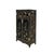 Asian Antique Vintage Oriental Black Lacquer Color Flower Vases Graphic Storage Cabinet For Sale - Image 3 of 11