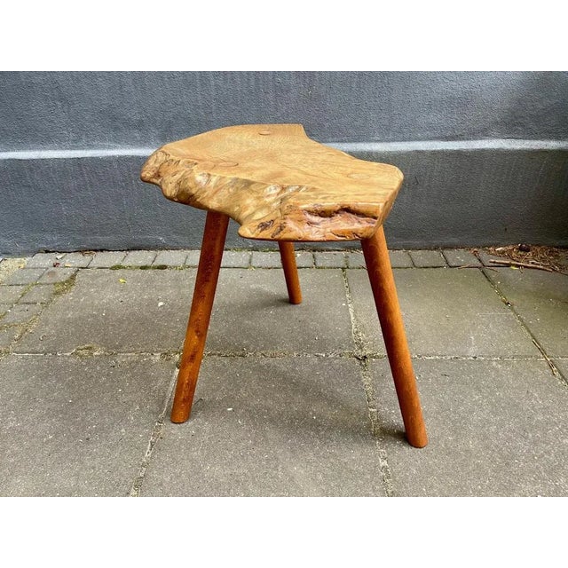 Vintage Italian Live Edge Side Table or Stool in Chestnut Oak, 1970s For Sale - Image 9 of 10