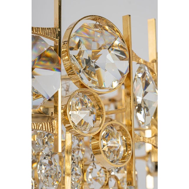 1970s Large Gilt Brass and Crystal Chandelier from Palwa, Germany, 1970s For Sale - Image 5 of 11