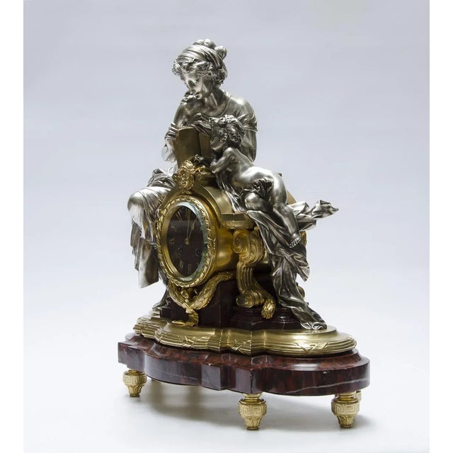 French Late 19th Century French Louis XVI Ormolu Gilt Bronze Mantel Clock by Lamerie-Charpentier & Cie. For Sale - Image 3 of 7
