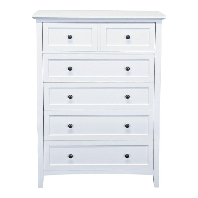 Modus Paragon White 5-Drawer Dresser With Classic Black Knobs, Attributed For Sale