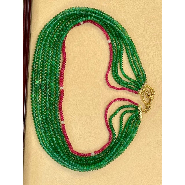 360 Carat Emerald , Ruby & Diamond Beads Necklace 18 Karat Yellow Gold 16 Inch This spectacular Necklace consisting of...