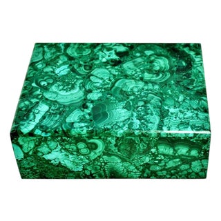 Late 20th Century Jumbo Malachite Box 8" For Sale