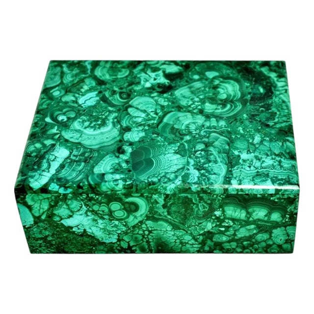 Late 20th Century Jumbo Malachite Box 8" For Sale