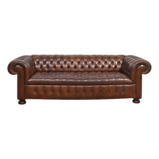 Brown Leather Deep Buttoned Chesterfield Sofa, 1890s For Sale