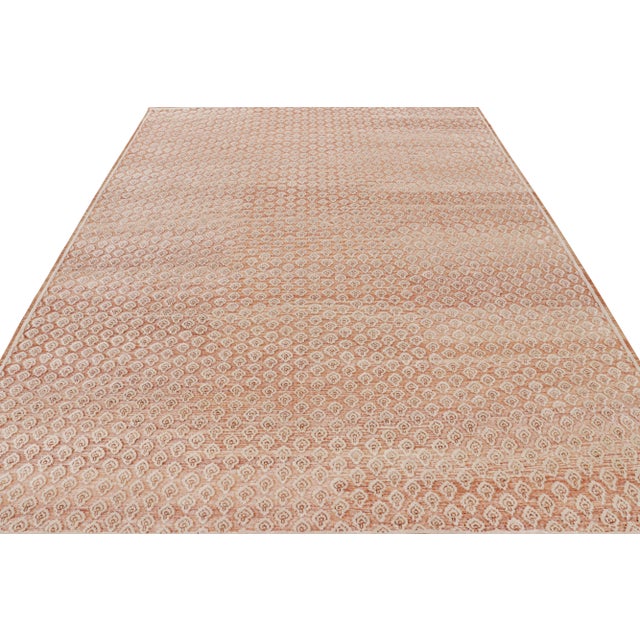 Rug & Kilim Rug & Kilim’s Modern Block Print Rug in Red and Pink with White Floral Pattern - 5x8 For Sale - Image 4 of 7