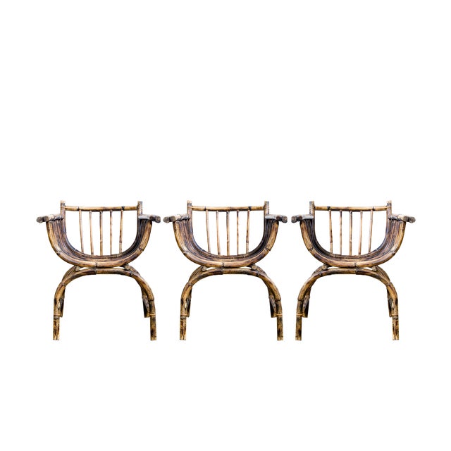 Art Deco Rattan Armchairs, Set of 3 For Sale