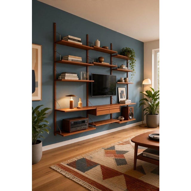 Large Wall-Mounted Shelving System in Teak by Poul Cadovius for Cado, 1960s For Sale - Image 11 of 18