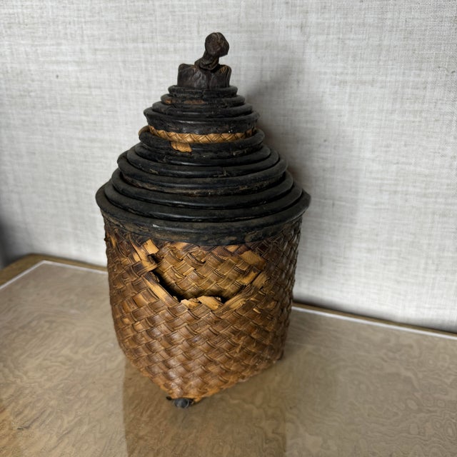 Early 20th Century Central African Graduated Nesting Basket Set, 12 Pieces With Original Stopper For Sale - Image 12 of 12