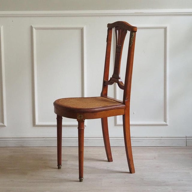 Antique French Louis XVI Style Dining Room Chair in Wicker For Sale - Image 5 of 13