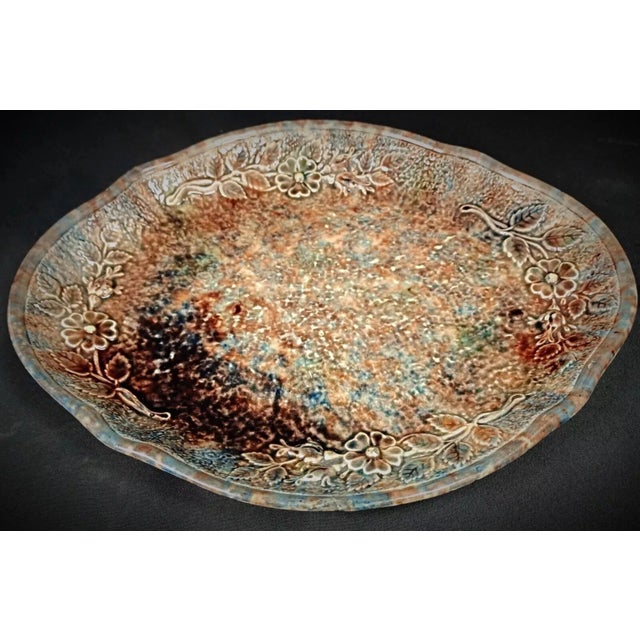 Early 20th Century Vintage 20th Century Floral Hand Painted Decorated Serving Platter For Sale - Image 5 of 7