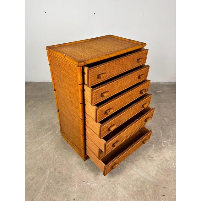 Bamboo and Rattan Chest of Drawers, Italy, 1960s For Sale - Image 3 of 10