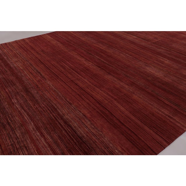 Rug & Kilim Rug & Kilim’s Oversized Modern Textural Rug, Rich Red Tone-on-Tone Striae For Sale - Image 4 of 8