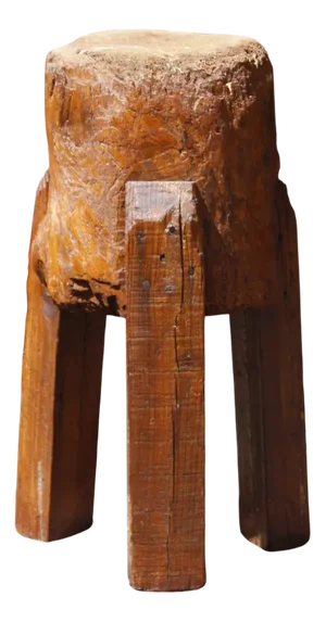 Antique Brutalist Wood Farm Tripod Chopping Block, 1890s