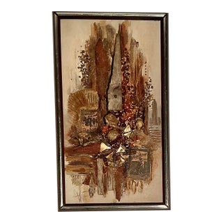 Vintage Anita Baldwin 3-D Mixed Media Assemblage on Canvas Signed Anita. Mid-Century Modern For Sale