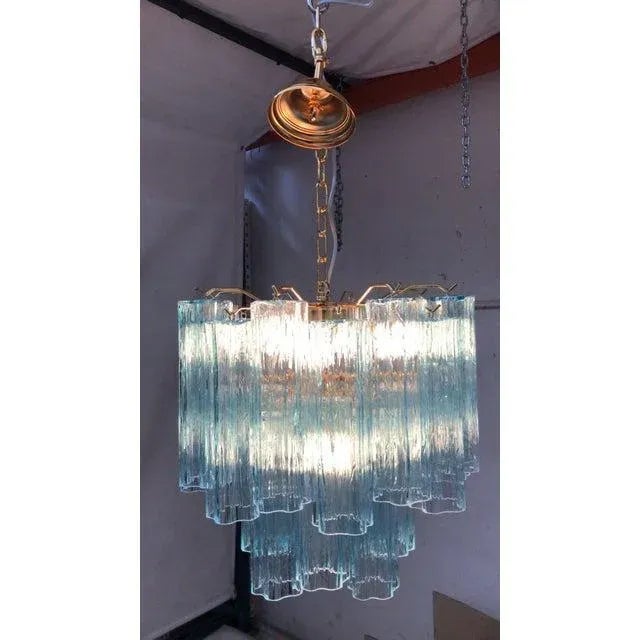 Contemporary Murano Style Glass Turquoise Chandeliers - a Pair For Sale - Image 4 of 12