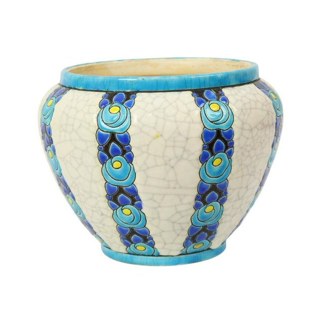 Art Deco Polychrome Flowerpot Vase by Charles Catteau for Boch Frères, 1922 For Sale - Image 10 of 17