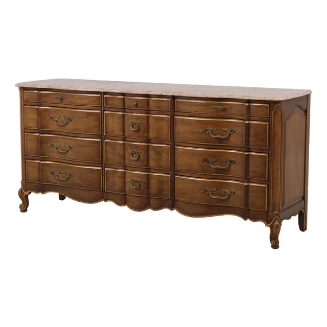 Vintage French Provincial Mahogany Marble Top Dresser For Sale