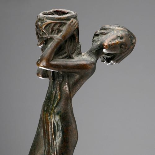 Art Nouveau Bronze Candleholder For Sale - Image 4 of 10