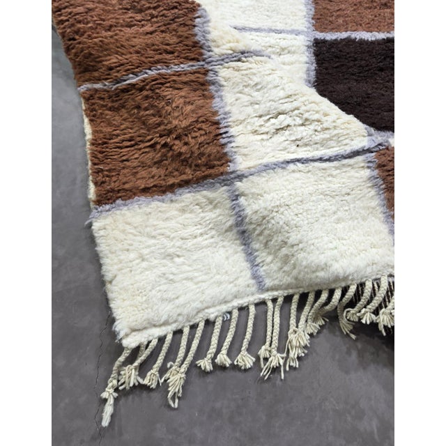 Brown Checkered Moroccan Rug - 9.8 X 8.5 Ft For Sale In Cleveland - Image 6 of 8