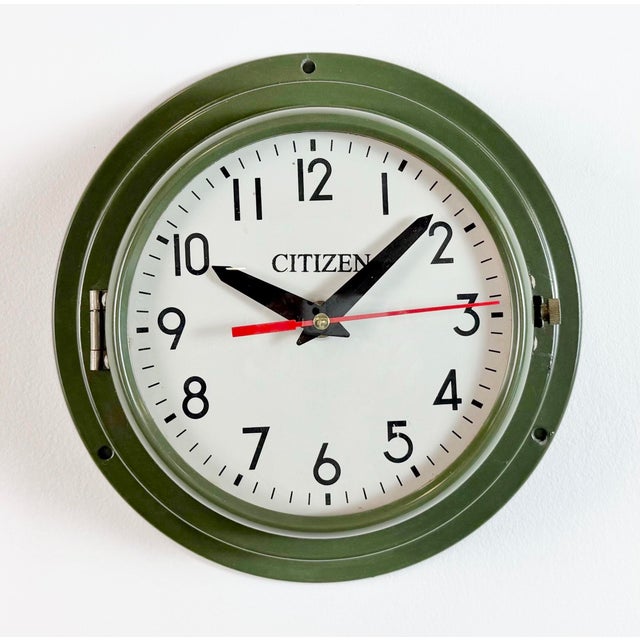 Green Vintage Green Citizen Ships Wall Clock, 1970s For Sale - Image 8 of 17